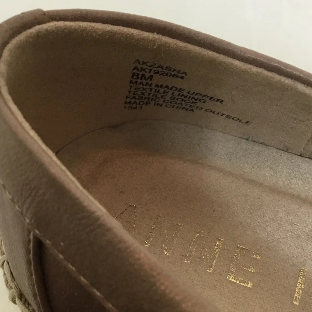 Anne Klein Metallic Bronze  Woven Espadrille Slip-Ons size 8
